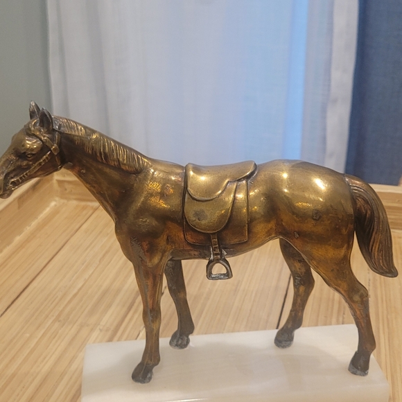 Brass Horses Mounted on Marble Bases - Picture 11 of 16